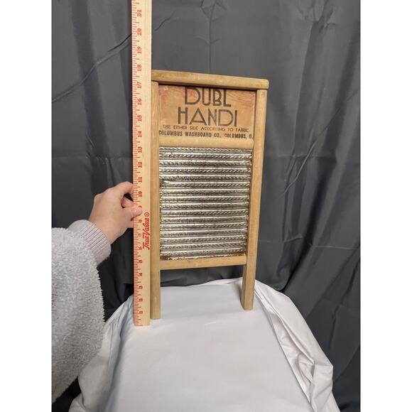 Set of 2 Vtg. Small Wooden Columbus Dubl Handi Galvanized Metal Washboards - Picture 7 of 16